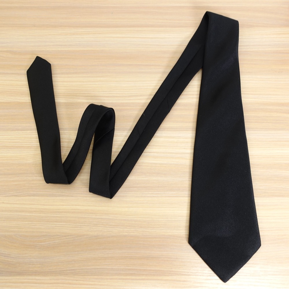 Black Satin Tie Mens Solid Groom Formal Suit Dress Funeral Necktie Japan Made